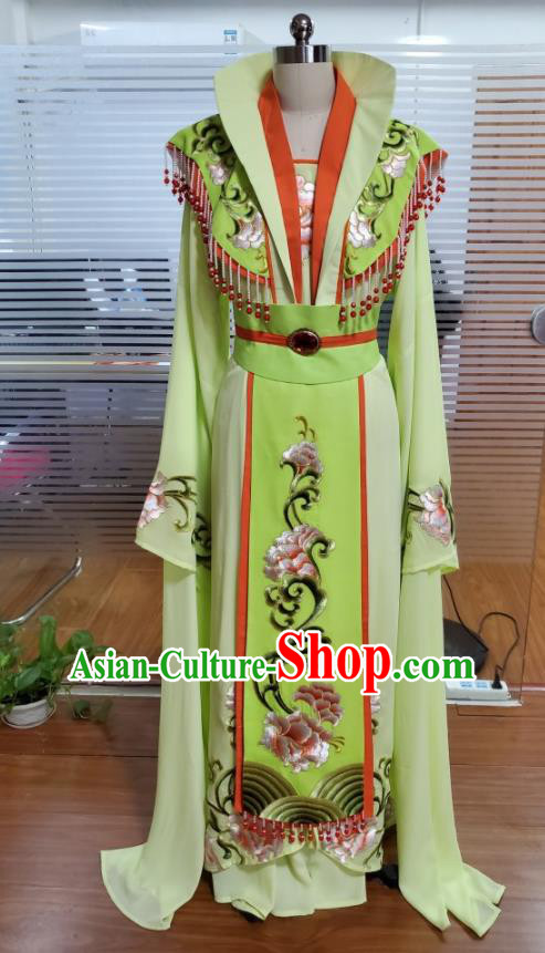 Chinese Ancient Fairy Clothing Peking Opera Hua Tan Garment Costumes Traditional Shaoxing Opera Empress Green Dress