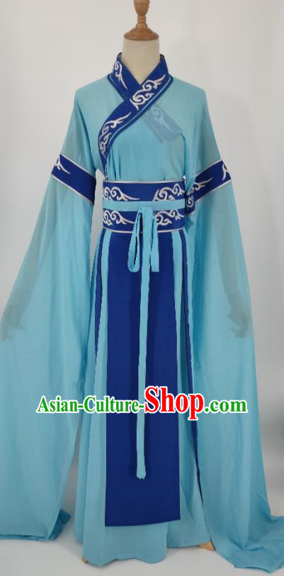 China Shaoxing Opera Hua Tan Blue Dress Peking Opera Distressed Mistress Costume Ancient Country Female Clothing
