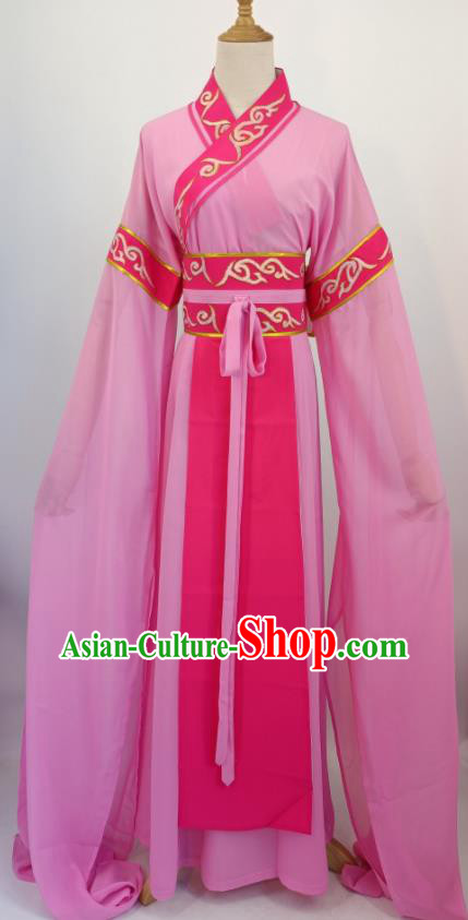 China Ancient Country Female Clothing Shaoxing Opera Hua Tan Pink Dress Peking Opera Distressed Mistress Costume