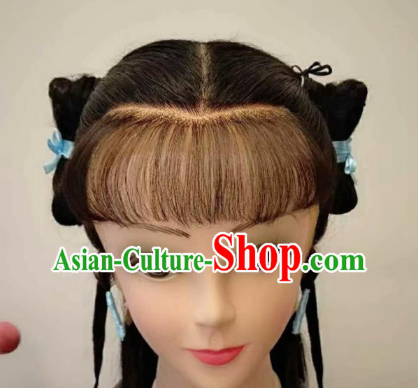 Chinese Beijing Opera Livehand Headdress Traditional Opera Hair Accessories Shaoxing Opera Servant Boy Wig Headgear