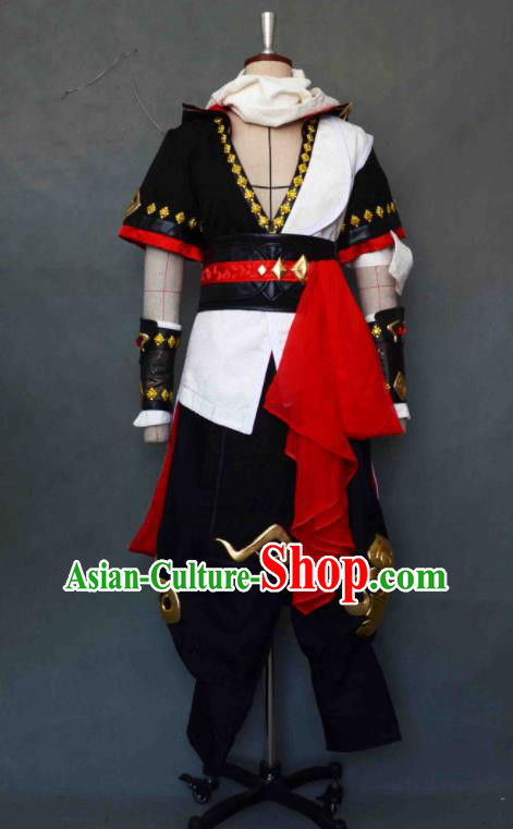 Chinese Ancient Young Hero Garment Costumes Cosplay Swordsman Black Clothing Jian Xia Qing Yuan Apparel