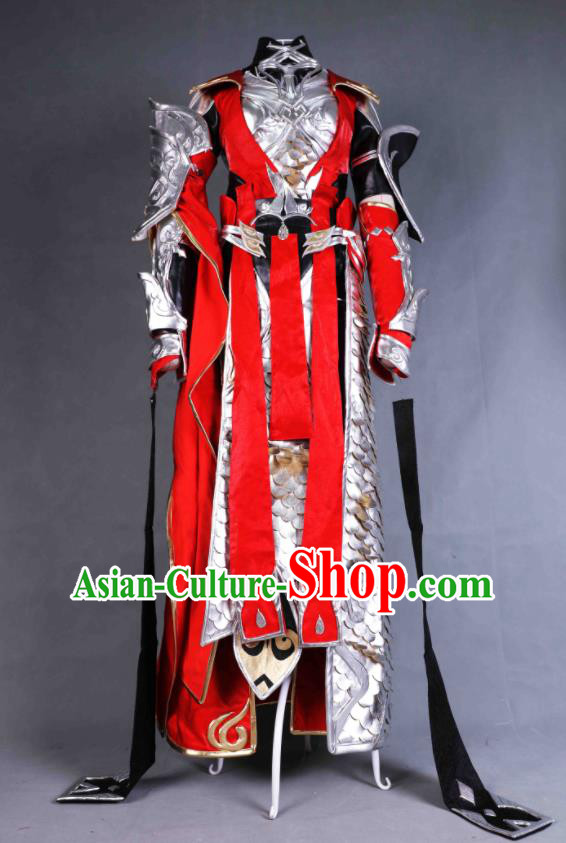 China Cosplay Female General Garment Costumes Ancient Swordswoman Clothing Jian Xia Qing Yuan Xue He Armor