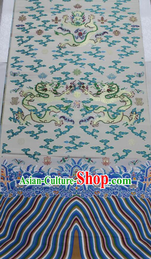 China Ancient Imperial Robe Silk Fabrics Traditional Court Drapery Classical Dragons Pattern White Brocade Fabric