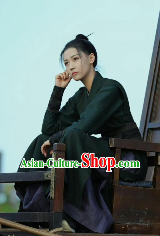 Chinese Female Knight Black Dress Clothing Wuxia TV Series Sword Snow Stride Garment Ancient Swordswoman Replica Costumes