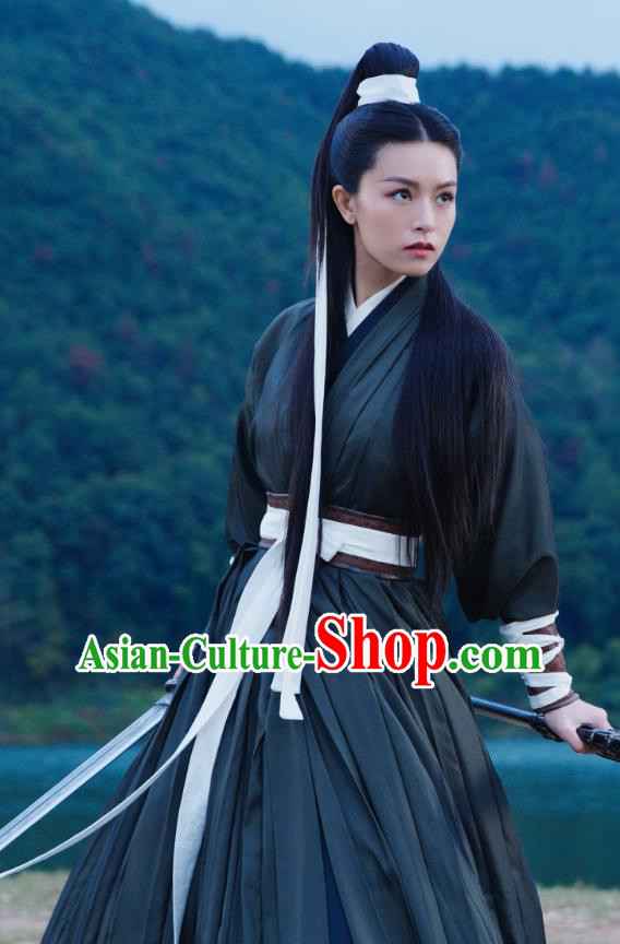 Chinese Ancient Female Swordsman Costumes Wuxia Heroine Clothing TV Series Sword Snow Stride Replica Garments
