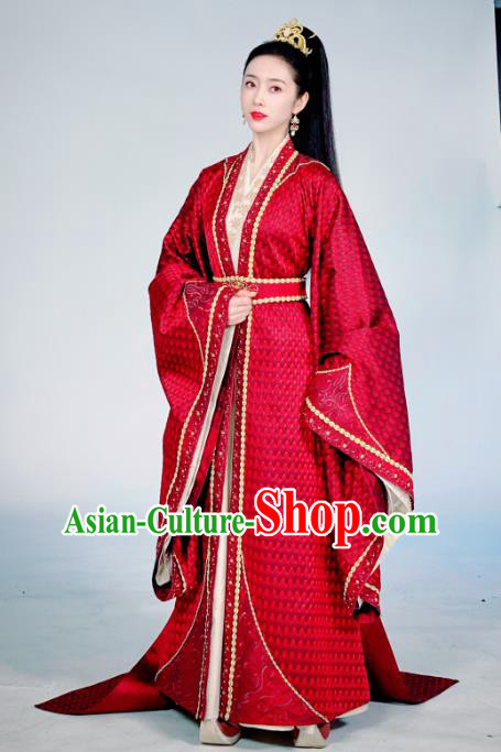 Chinese Wuxia TV Series Swordswoman Clothing Ancient Matriarch Red Dress Garments Qie Shi Tian Xia Feng Qi Wu Replica Costume