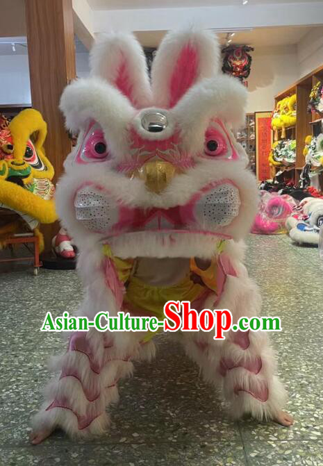 Top New Year Dancing Lion Chinese Gui Mao Year Happy Celebration White Fur Rabbit Dance Costumes Complete Set