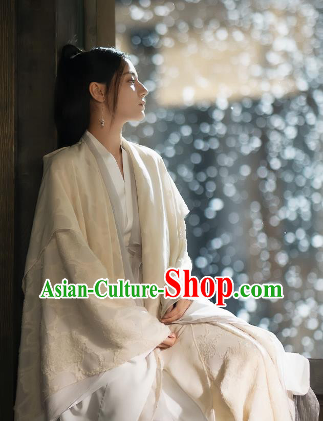Chinese Xian Xia TV Series Fairy Dress Apparel The Blue Whisper Ji Yun He Garment Costumes Ancient Swordswoman White Clothing