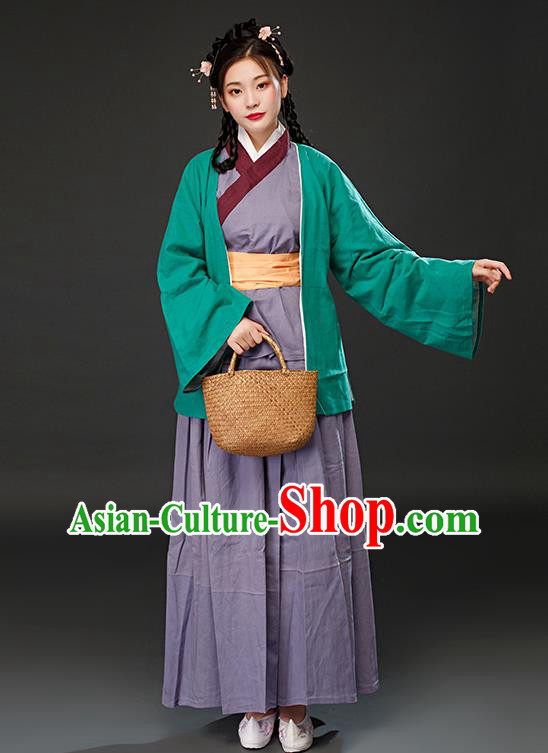 Chinese Ancient TV Series My Owned Swordman Guo Furong Clothing Traditional Servant Girl Costume Ming Dynasty Country Woman Dress