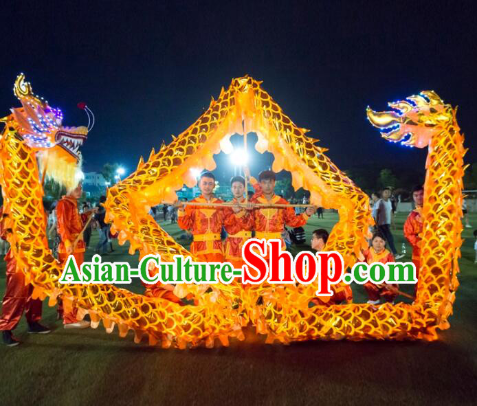 Chinese Traditional Dragon Dance Costumes Professional Lantern Festival Celebration LED Lights Parade Dragon Complete Set