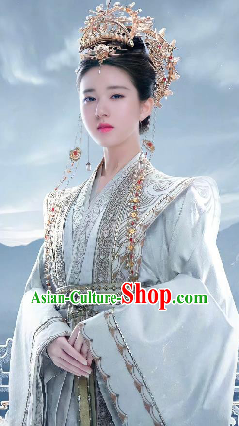 Chinese Noble Queen Garment Costumes Ancient Empress Clothing Wuxia TV Series Qie Shi Tian Xia Monarchess Feng Xi Yun Dresses