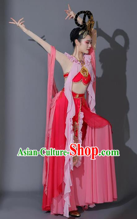 Chinese Chang E Flying Moon Costumes Goddess Dance Pink Dress Dancing Competition Clothing Classical Dance Garment