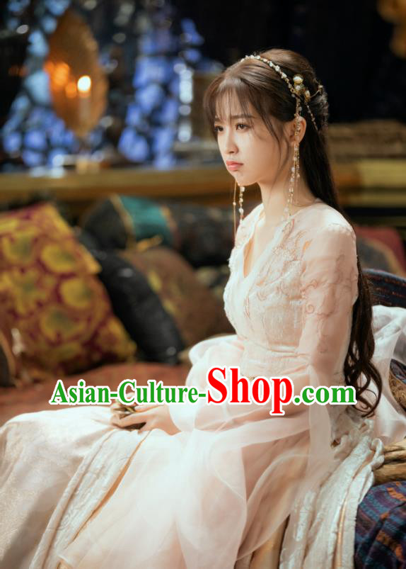 Chinese Ancient Goddess Pink Clothing Love Between Fairy and Devil Xiao Lan Hua Garment Costumes Fairy Dress