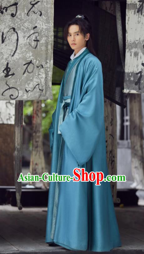 Chinese Traditional Childe Blue Hanfu Clothing Wu Xia Series Word Of Honor Zhou Xu Garments Ancient Swordsman Costumes