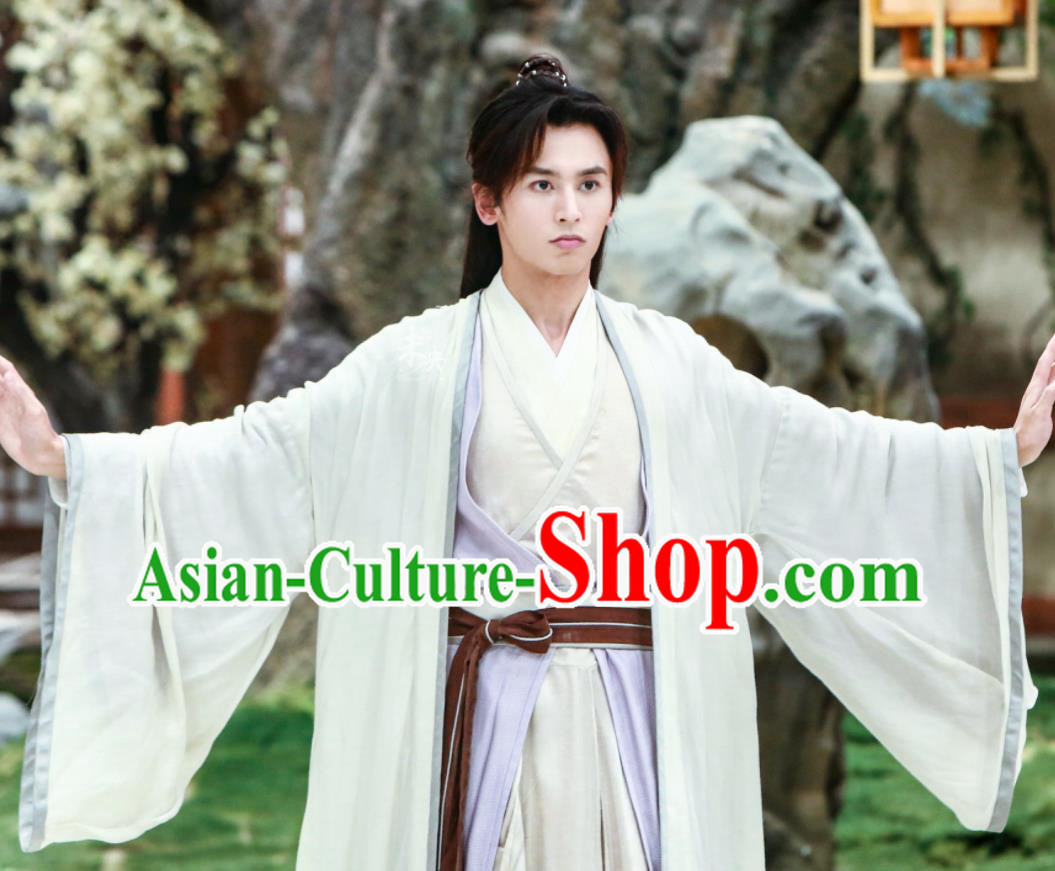 Chinese Ancient Swordsman Costumes Traditional Young Hero White Hanfu Clothing Wu Xia Series Word Of Honor Zhou Zishu Garments