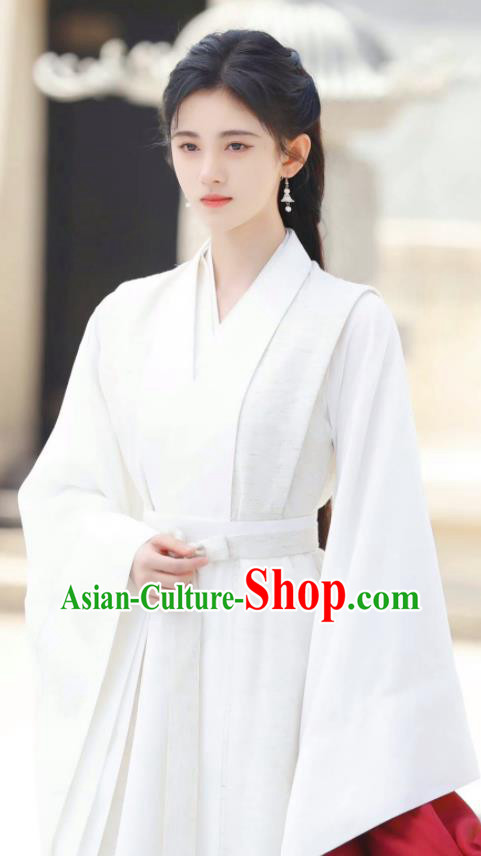 Chinese Traditional Princess White Dress Garments Romance Series Rebirth For You Jiang Bao Ning Replica Costumes Ancient Hanfu Clothing