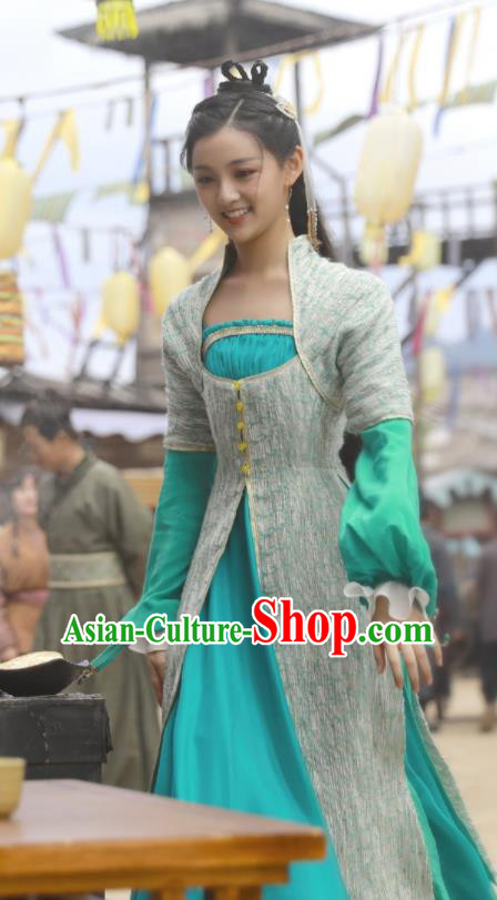 Chinese Traditional Noble Lady Blue Dress Garments Romance Series Rebirth For You Li Dongzhi Replica Costumes Ancient Princess Clothing