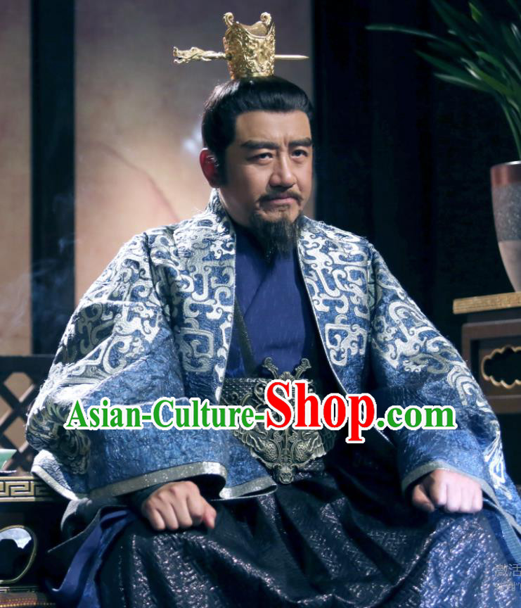 Chinese Wuxia TV Series The Wolf King of Shang Costumes Ancient Emperor Clothing Traditional Royal Monarch Garments and Headpieces