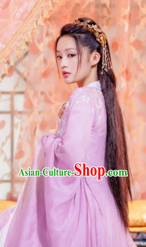Chinese Ancient Young Beauty Pink Dress Clothing Traditional Royal Princess Garments TV Series The Wolf Ma Zhaixing Costumes and Headpieces