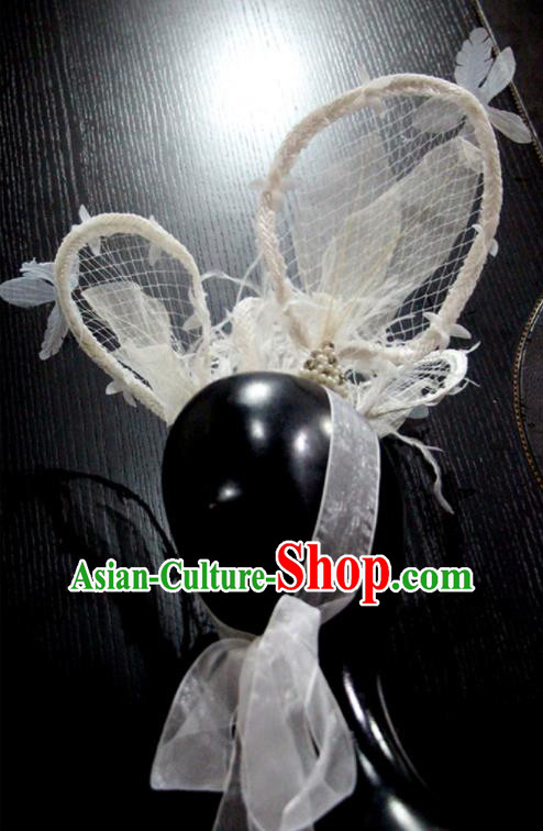 Top Party Royal Crown Headwear Handmade Baroque Style Top Hat Lace Feather Headdress