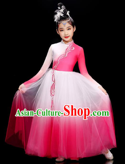 Chinese Opening Dance Garment Costume Classical Dance Megenta Dress Traditional Dancewear Children Modern Dance Clothing