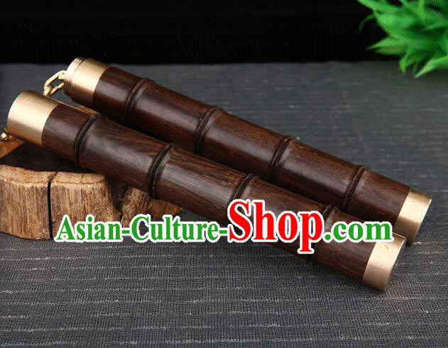 Top Ebony Nunchakus Chinese Martial Arts Nunchaku Handmade Kung Fu Bamboo Joint Nunchaka