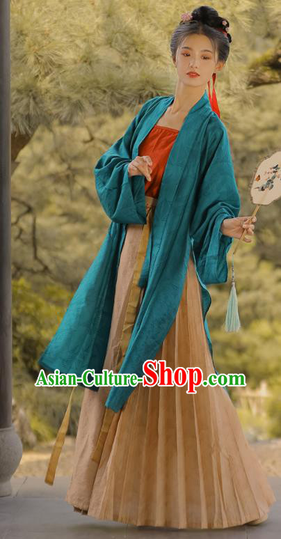 Chinese Ancient Noble Woman Historical Costumes Song Dynasty Young Lady Clothing Traditional Long Beizi Hanfu Dress Complete Set