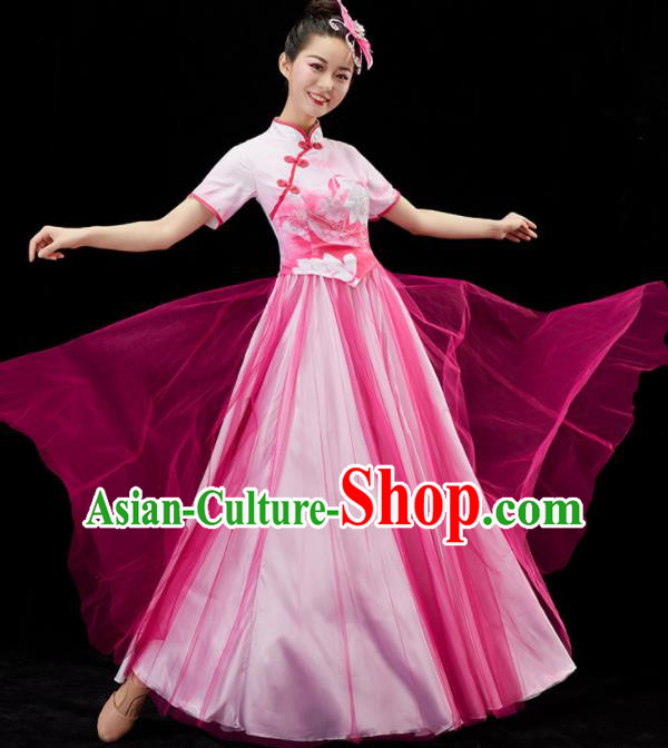 Chinese Stage Performance Pink Dress Modern Dance Clothing Spring Festival Gala Opening Dance Garment Women Umbrella Dance Costume