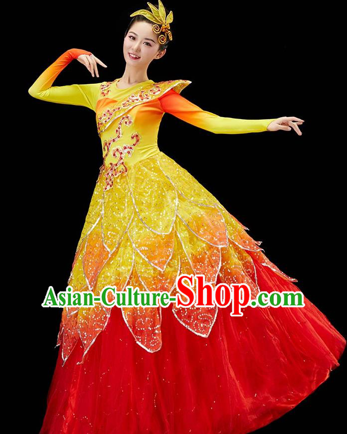Women Flower Dance Costume Stage Performance Dress Modern Dance Clothing Chinese Spring Festival Gala Opening Dance Garment