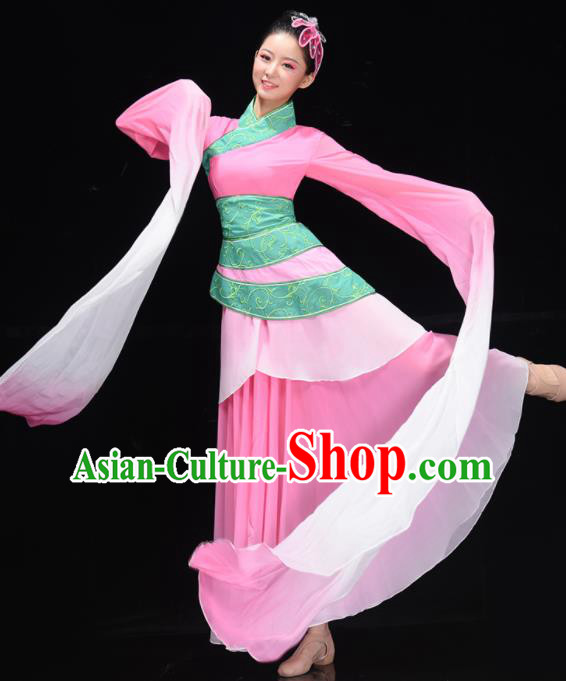 Chinese Fency Dance Clothing Women Group Hanfu Water Sleeve Dance Dance Garments Classical Dance Costume Stage Performance Pink Dress