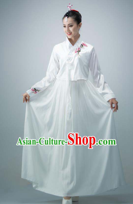 Chinese Women Group Dance White Dress Classical Dance Clothing Korean Nationality Stage Performance Costume
