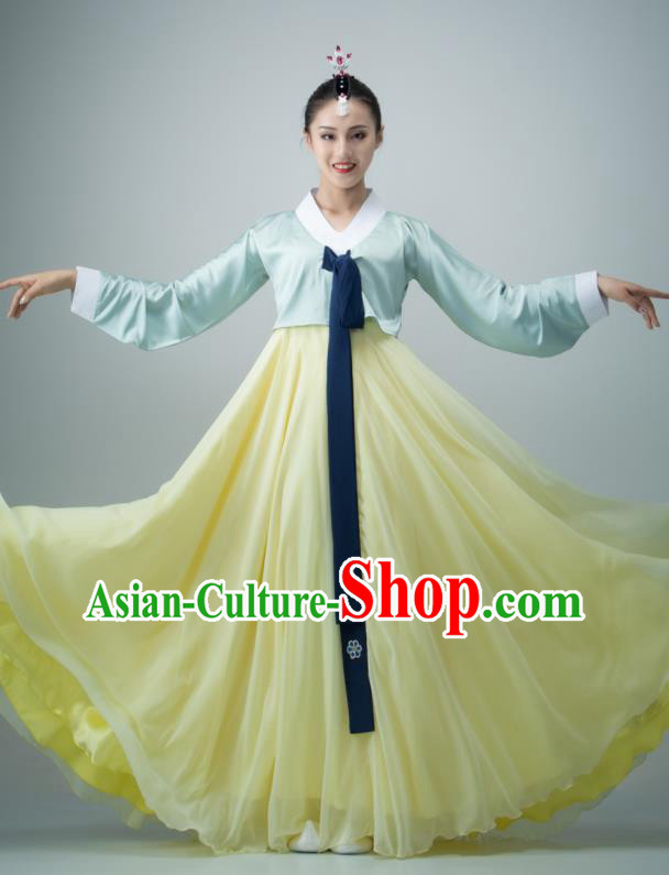 Chinese Chaoxian Nationality Stage Performance Costume Women Group Dance Yellow Dress Classical Dance Clothing