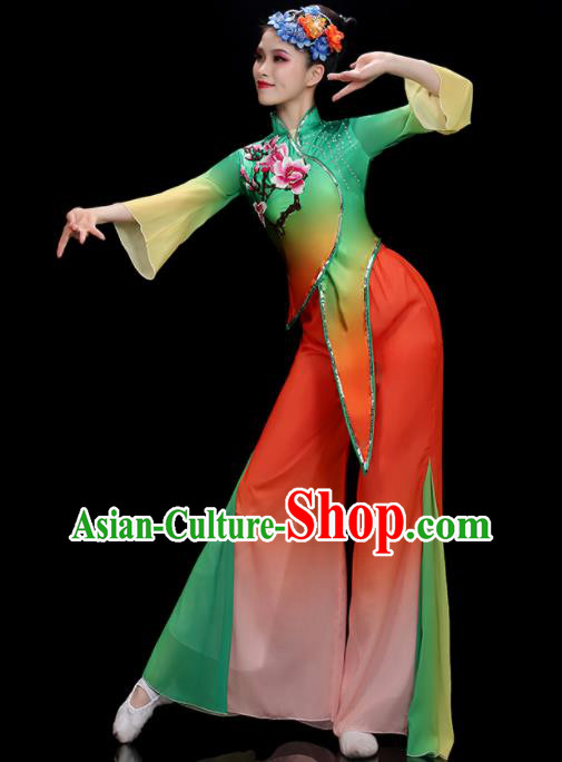 China Fan Dance Costume Stage Performance Garment Folk Dance Clothing Yangko Dance Outfit