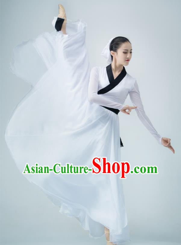 Chinese Swordsman Dance White Dress Dance Competition Clothing Classical Dance Costume