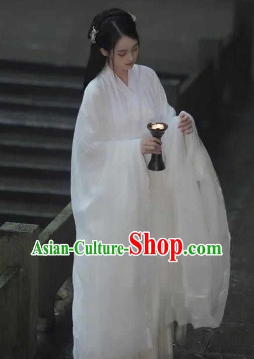 Chinese Ancient Palace Princess Garment Costumes Traditional White Hanfu Dress Southern and Northern Dynasties Clothing