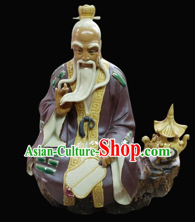 Chinese Ceramic Craft Handmade Shi Wan Porcelain Arts 12 inches Tai Shang Lao Jun Statue