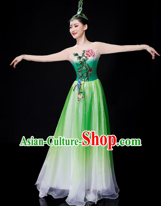 Chinese Modern Dance Green Dress Opening Dance Costume Spring Festival Gala Stage Performance Clothing