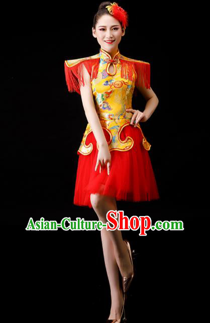 Chinese Folk Dance Costume Drum Dance Stage Performance Clothing Yangko Dance Red Dress