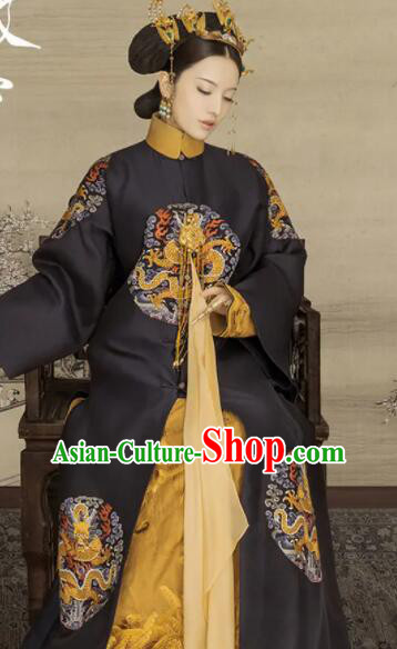 Chinese Ancient Court Queen Fu Cha Clothing Qing Dynasty Empress Garment Costumes