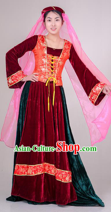 Top Arab Court Garment Costume Chinese Princess Clothing Stage Performance Red Dress