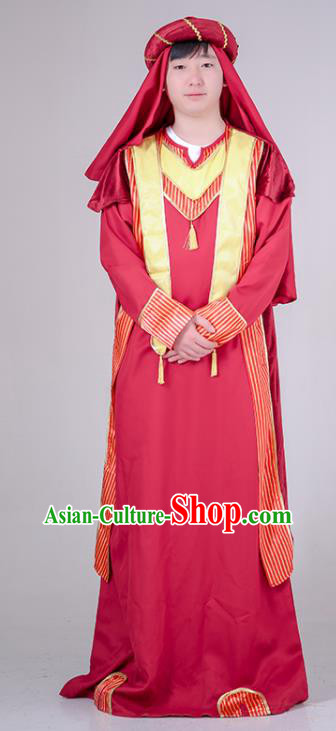 Top Stage Performance Red Dress Arab Court Garment Costume Chinese Prince Clothing