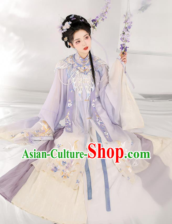 Chinese Ancient Palace Lady Clothing Ming Dynasty Princess Embroidered Dress Traditional Hanfu Garment Costumes