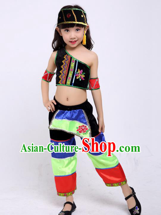 Chinese Sibo Nationality Dance Outfit Ethnic Girl Folk Dance Costume Stage Performance Clothing