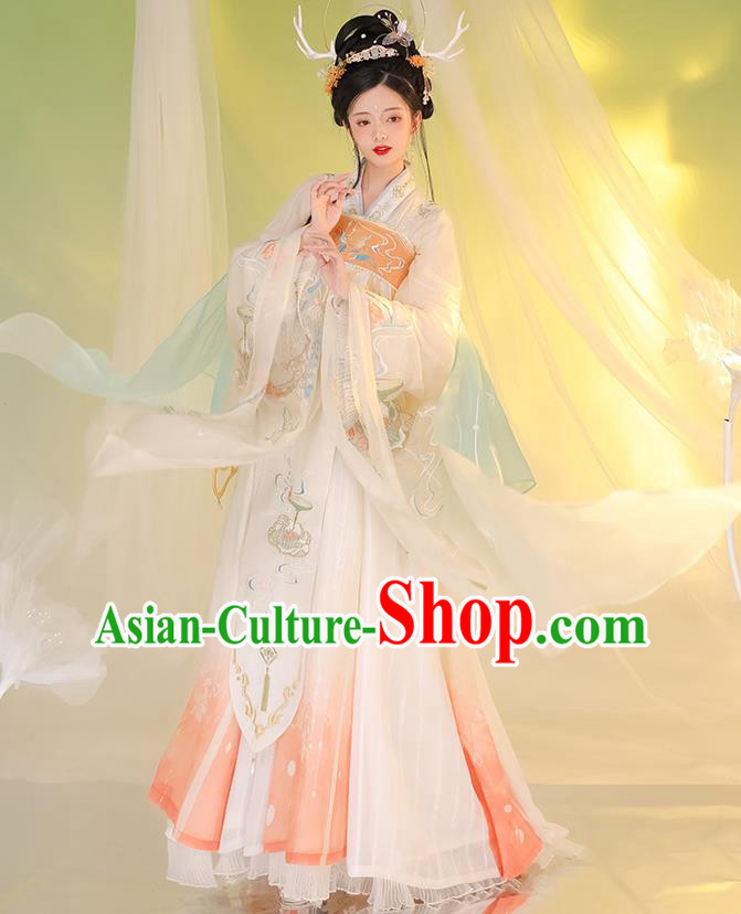 Chinese Ancient Royal Princess Garments Traditional Hanfu Dress Clothing Tang Dynasty Embroidery Historical Costumes