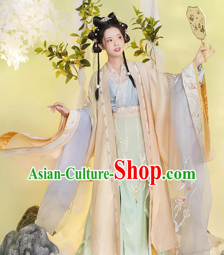 Chinese Traditional Court Hanfu Dress Clothing Song Dynasty Embroidery Historical Costumes Ancient Princess Garments