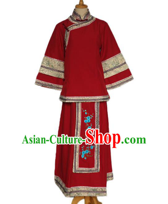 Chinese Ancient Noble Woman Costumes Traditional Wedding Garments Republican Fairlady Red Clothing