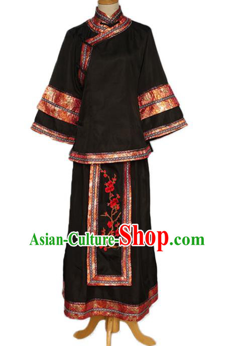 Chinese Republican Young Mistress Clothing Ancient Noble Woman Costumes Traditional Black Xiuhe Suit Garments