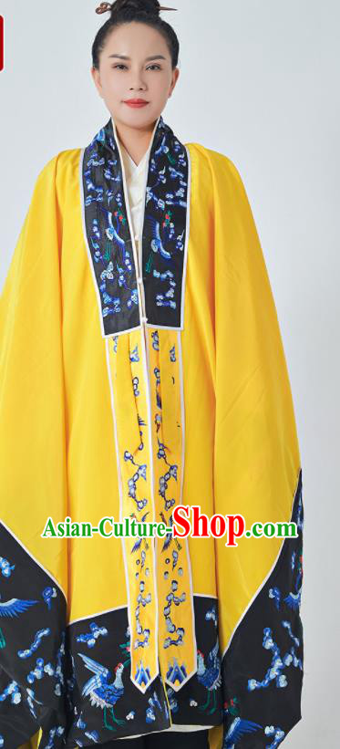 Chinese Traditional Embroidered Yellow Priest Frock Taoism Ritual Robe San Qing Garment Taoist Master Costume