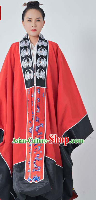Chinese Taoism Ritual Robe Traditional Tao San Qing Garment Taoist Master Costume Embroidered Crane Red Priest Frock