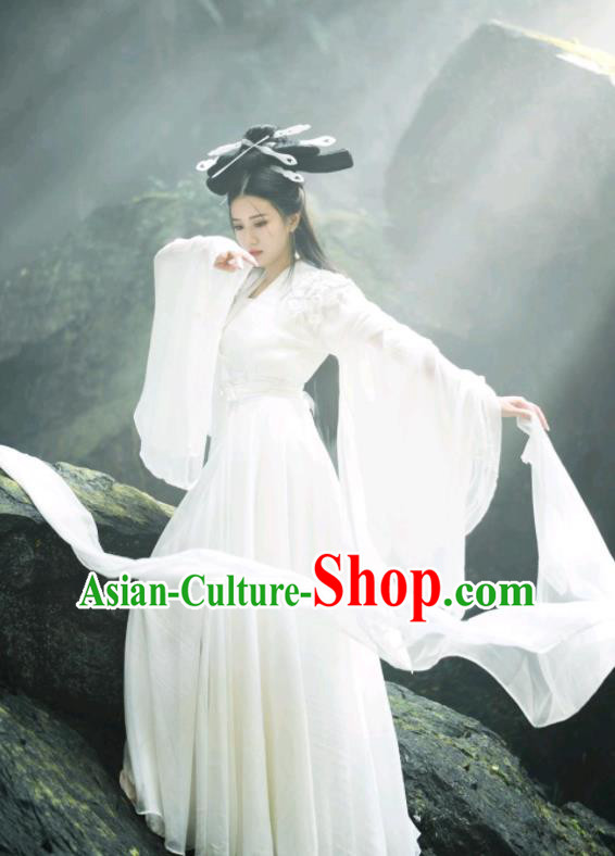 China Ancient Fairy White Dress Clothing Film A Chinese Ghost Story Nie Xiap Qian Garment Costumes